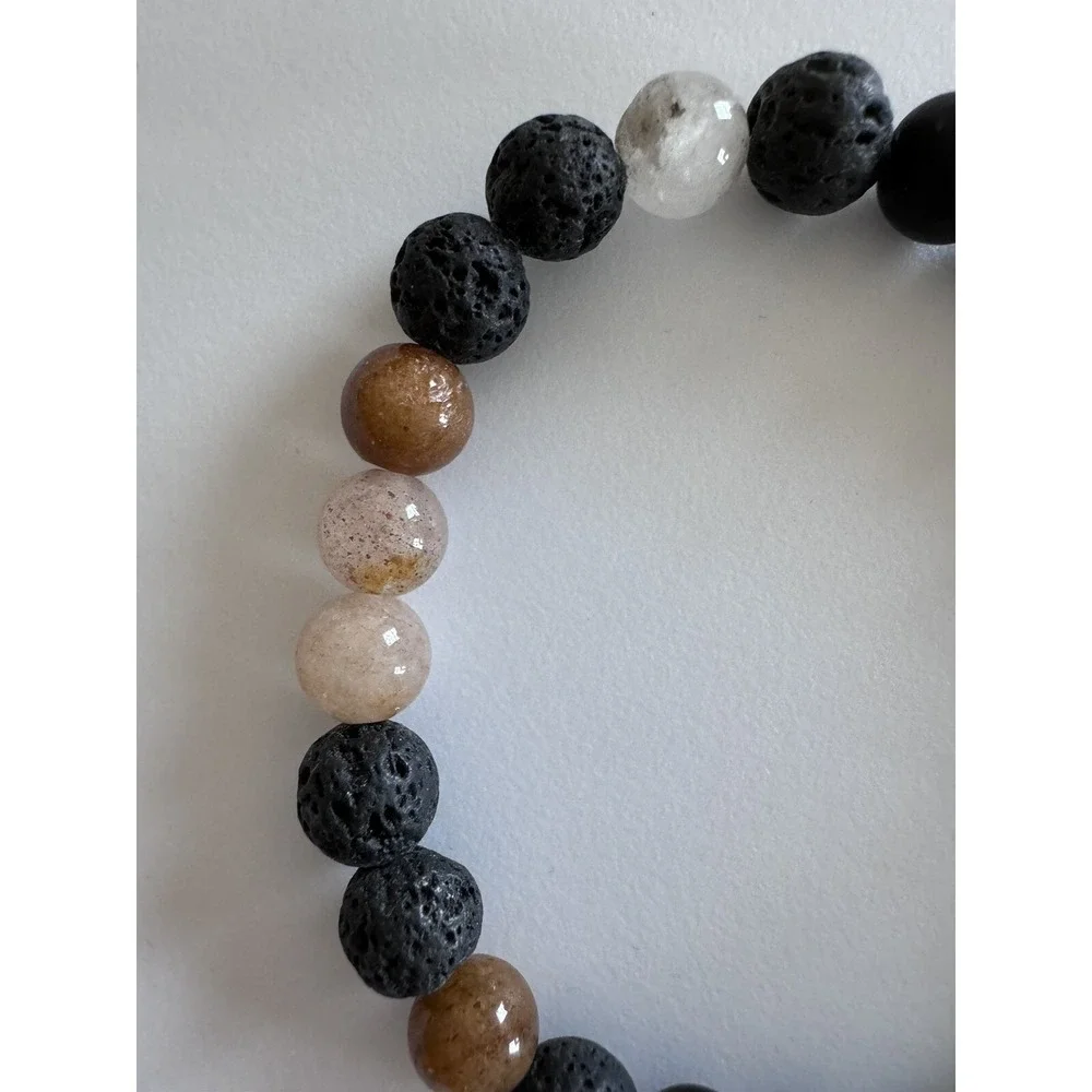 Natural Mixed Moonstone Gemstone Crystal Stretch Bracelet With Beads